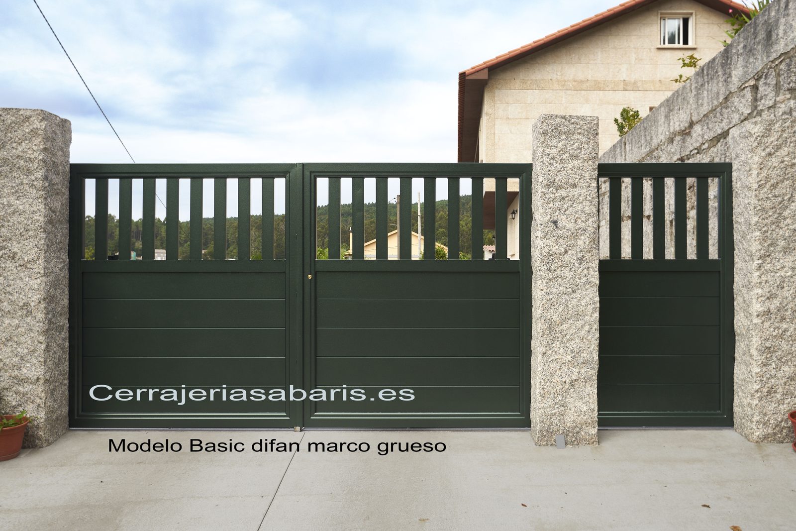 Portal corredero Basic Difan marco grueso en verde